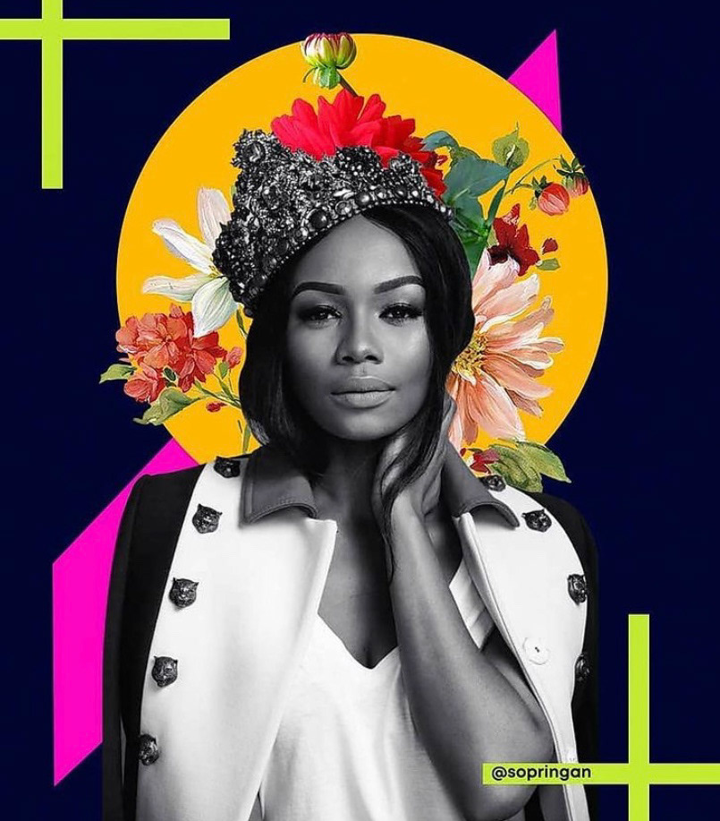 africa Bonang boss collage design Fashion  flower Layout magazine melanin Patterns Photography  queen vibrant colors
