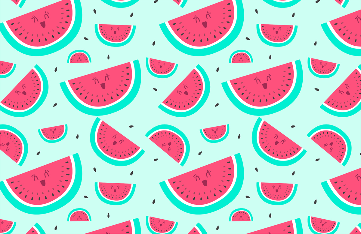 handmade watermelon summer type typeinspired summertime sweet cute Fruit vector brush pattern pillow melon