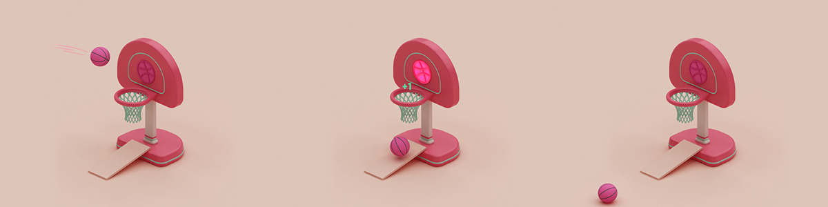 3D animated basketball c4d First Shot gif Isometric loop motion dribbble