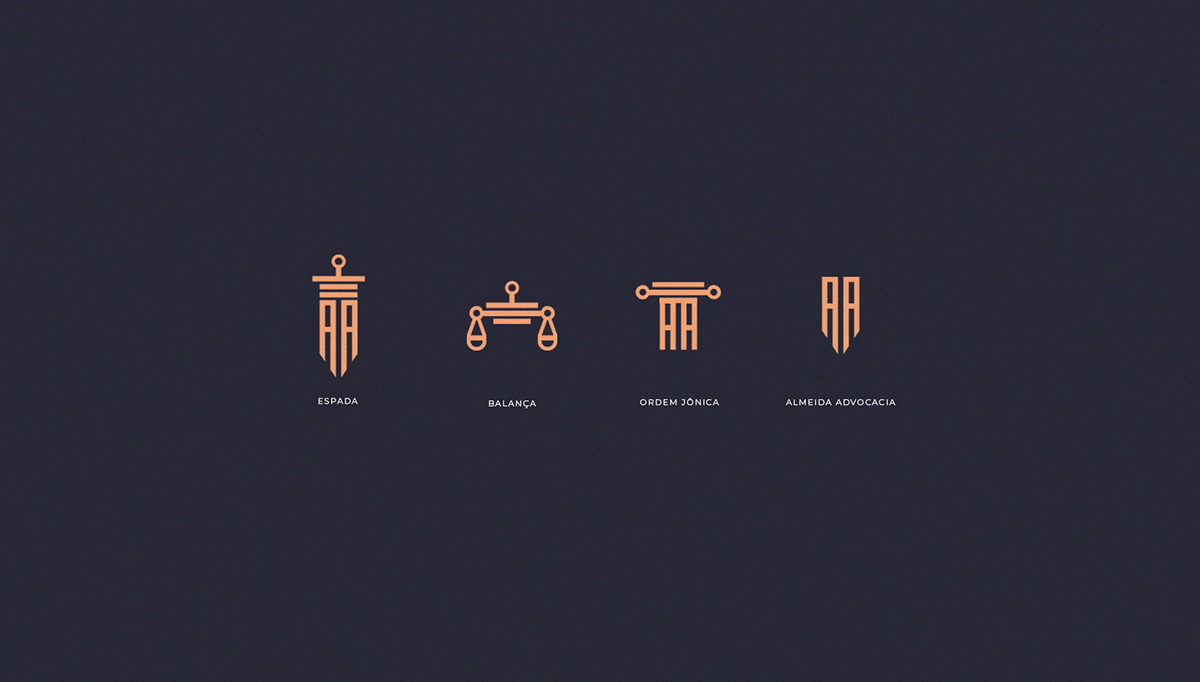 AA advocacia balança branding  espada Grecia grid logo Logotipo romana