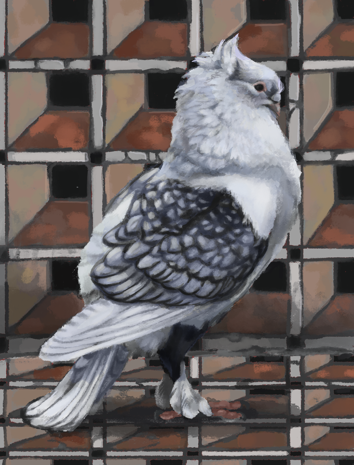 pigeons Doves chickens Patterns painting   tiles