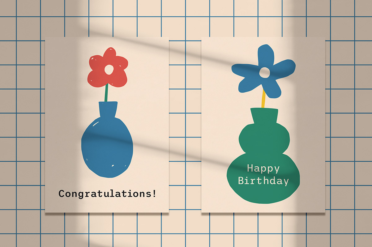 colorful congratulations design greeting cards happy birthday ILLUSTRATION  Illustrator minimal shapes vector
