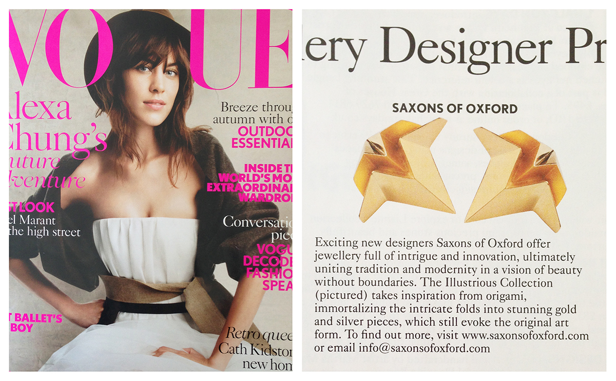 Jewellery earrings rings Luminary saxons of oxford silver gold vogue magazine Style women female design origami 