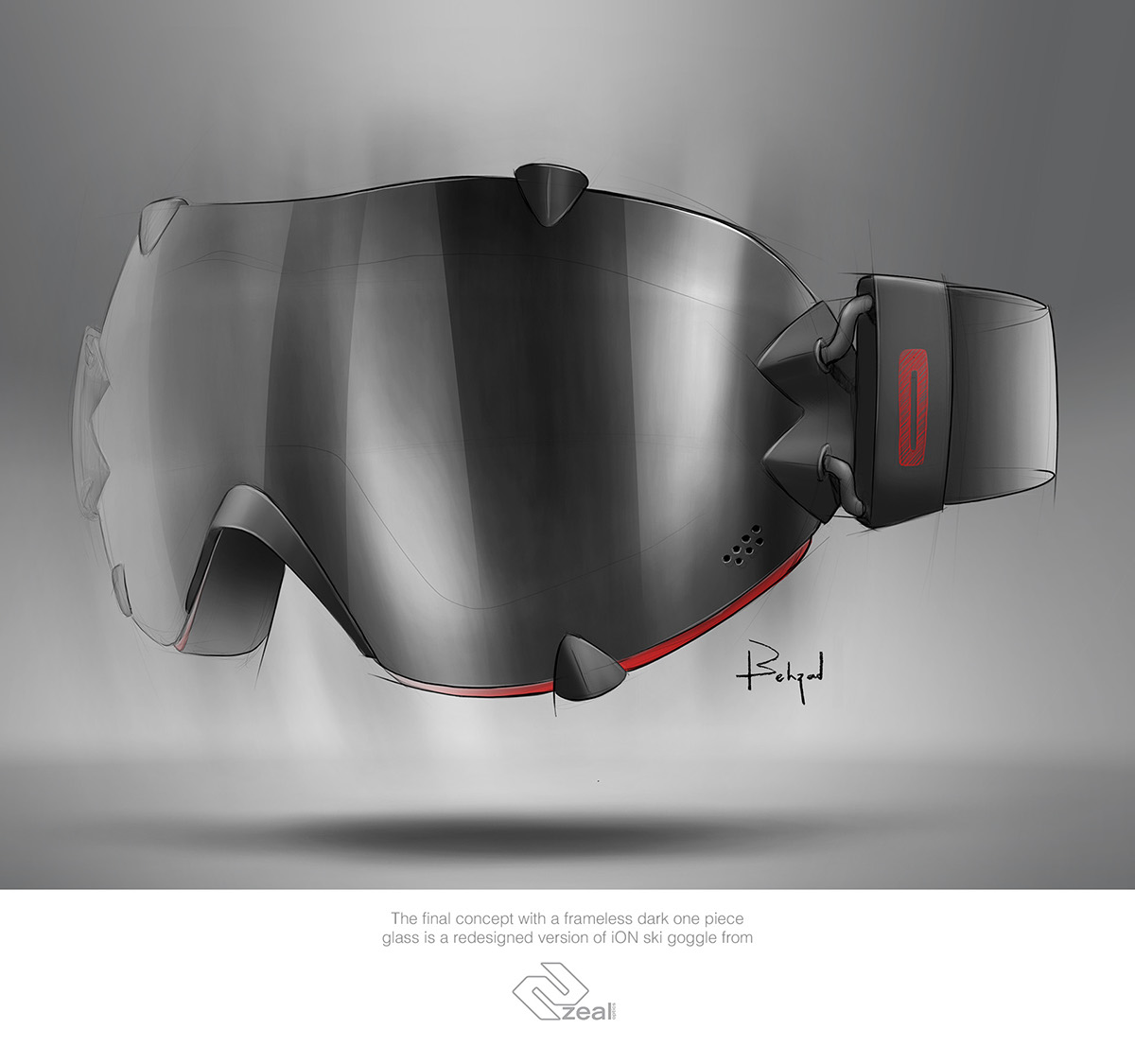 ski goggle Cintiq sketching rendering Behzad Rashidizadeh Clouds Hotel sit & stand Helmet