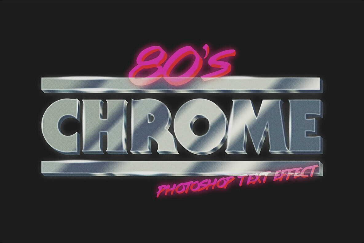 80's addons chrome effect metal photoshop Scripts text effect type vintage