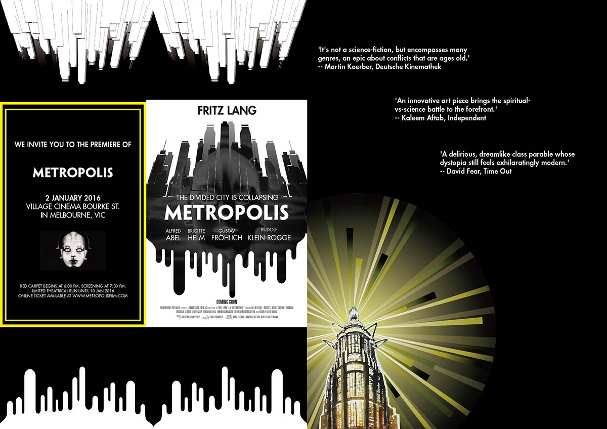 tribute Silent Film metropolis poster brochure art deco german expressionism