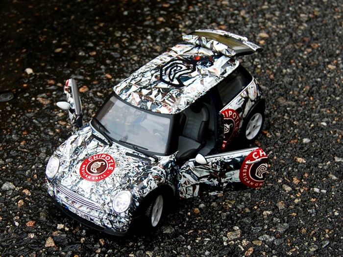car  wrap car wrap  Foil aluminum vinyl Burrito MINI cooper MINI Cooper wheel pepper chipotle Mexican