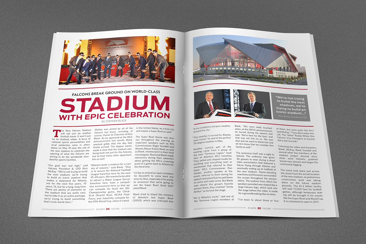 nfl Atlanta Falcons print design editorial magazine GAMEDAY football