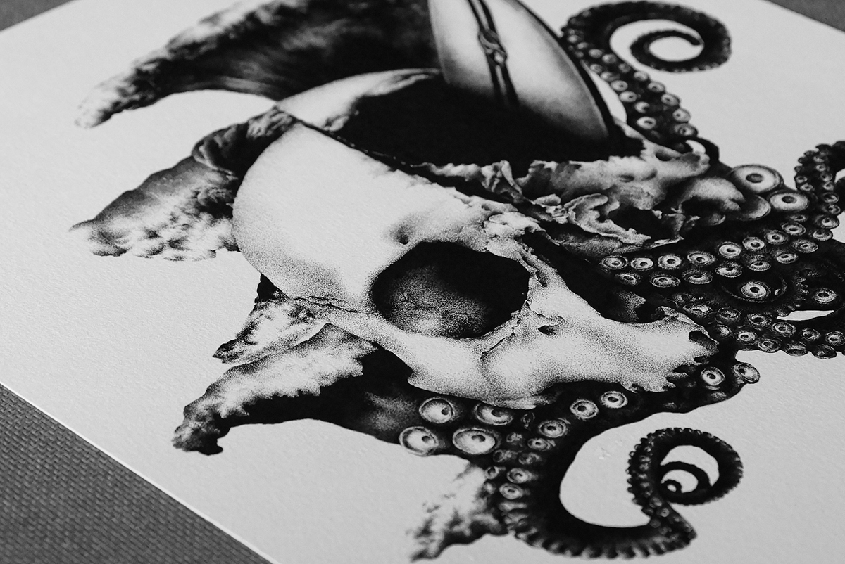 skull tattoo Surf Ocean sea