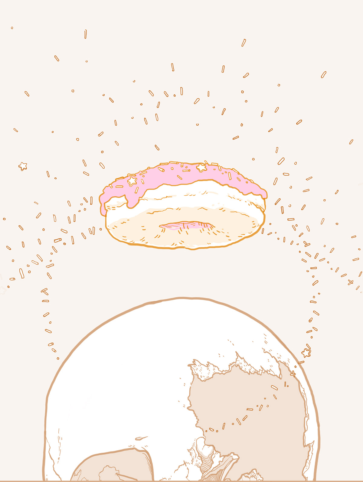 skull Donuts sprinkles pink wacom sketch graphite geometry pastry Frosting calavera esqueleto anatomia anatomy doughnut