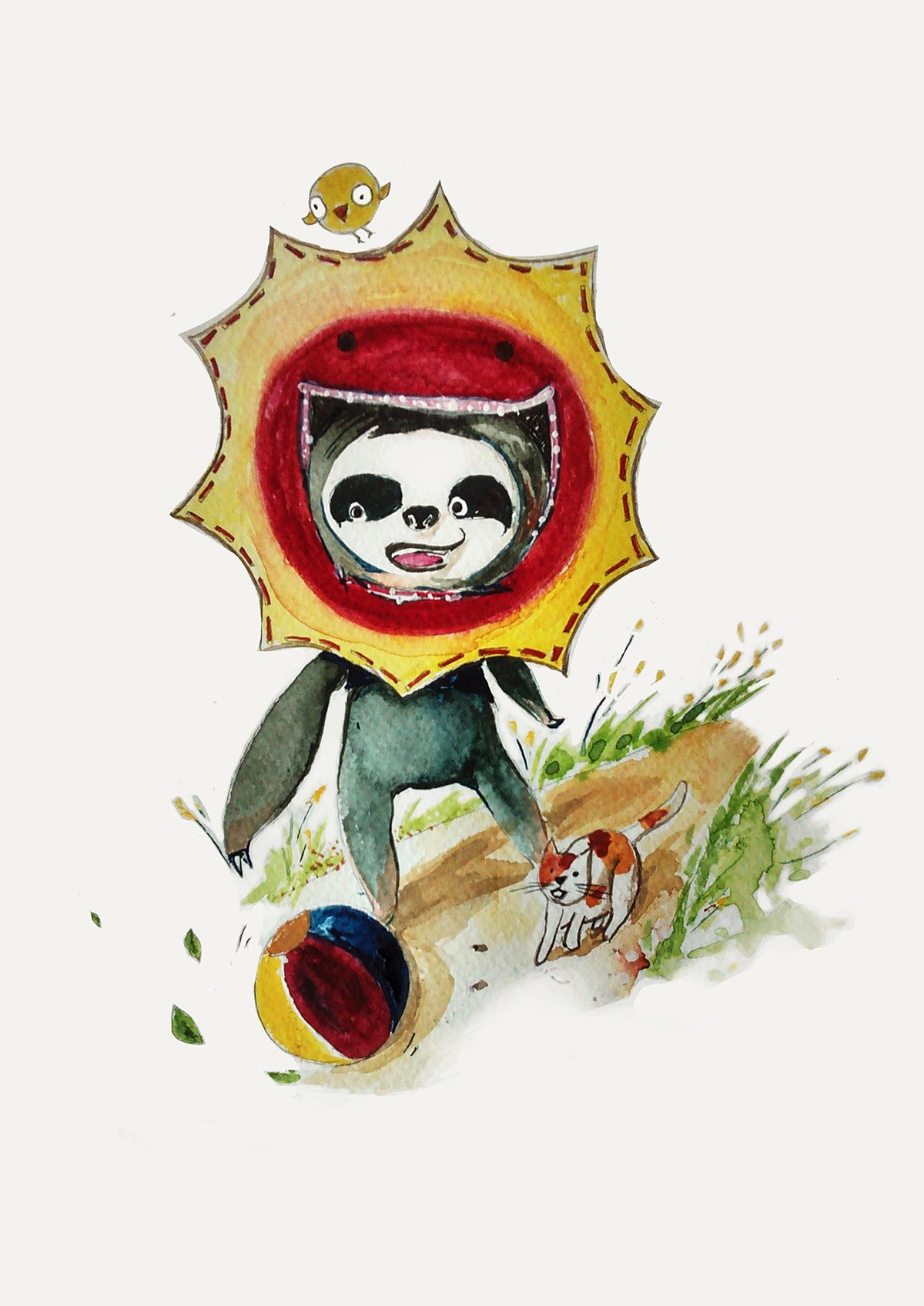 sloth Cat Hardworking tips watercolour