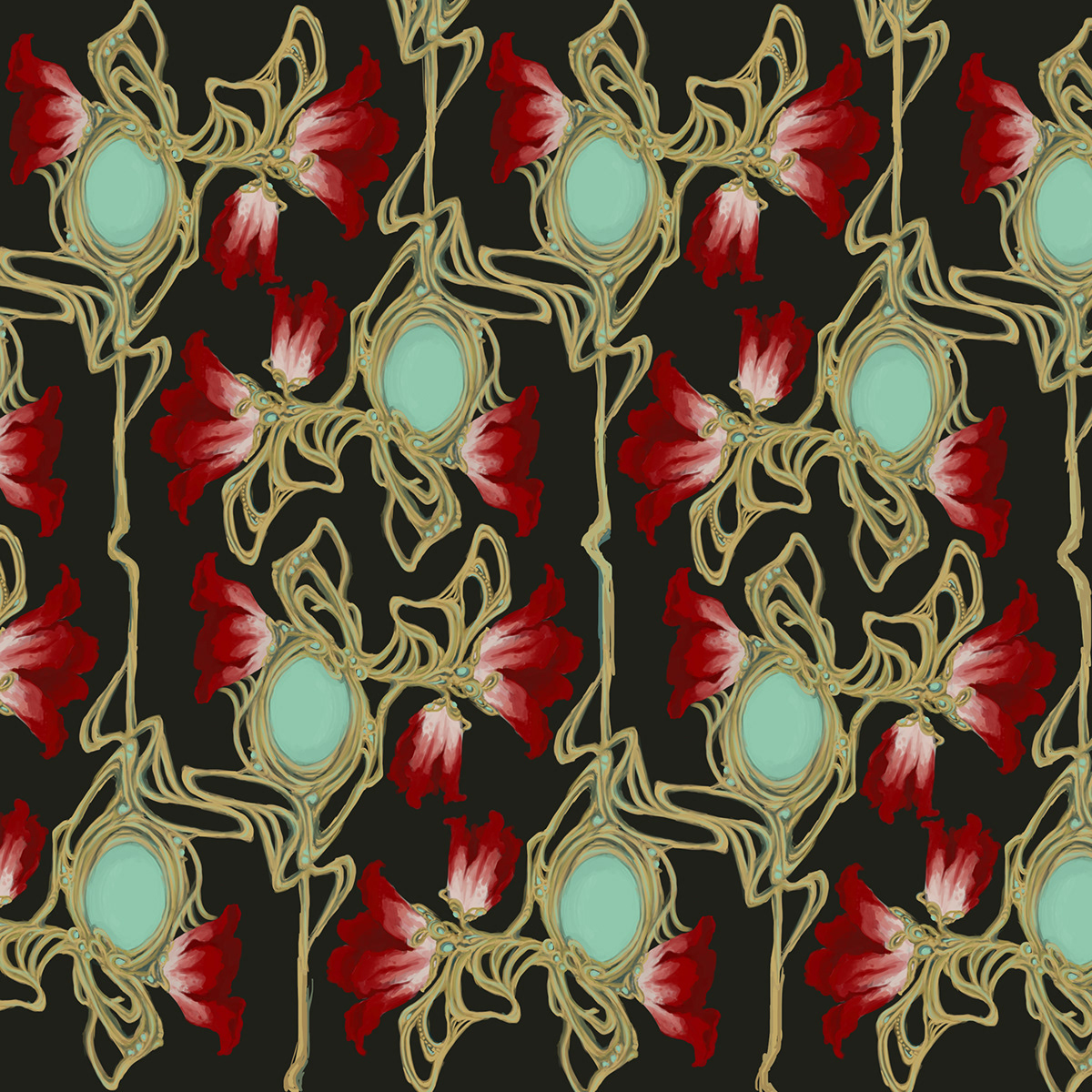 art nouveau Sara K Dunn art nouveau pattern repeating pattern Patterns art nouveau wallpaper Wallpaper design