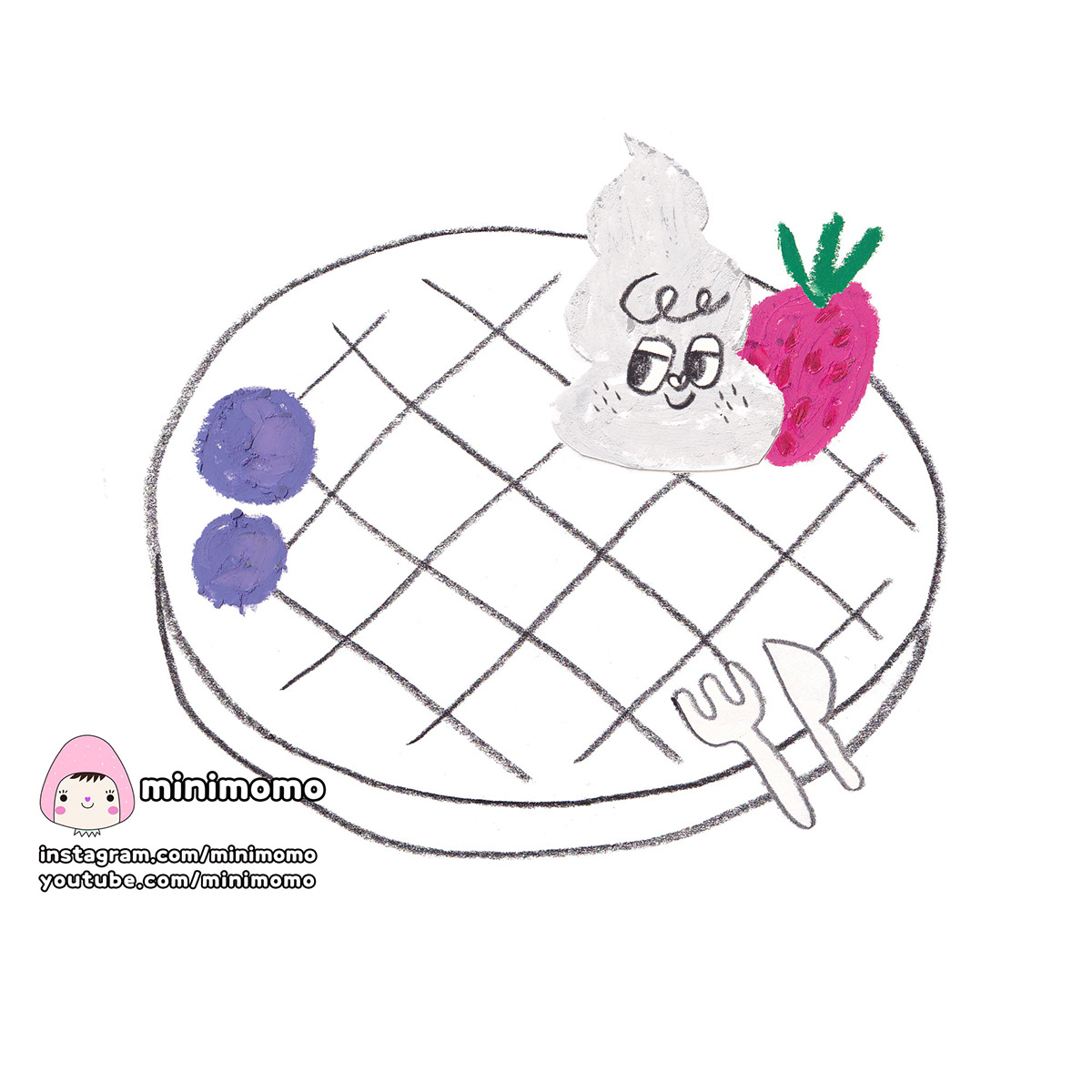 ILLUSTRATION  Drawing  painting   sketch artwork waffle hand drawn handdrawing minimomo 미니모모