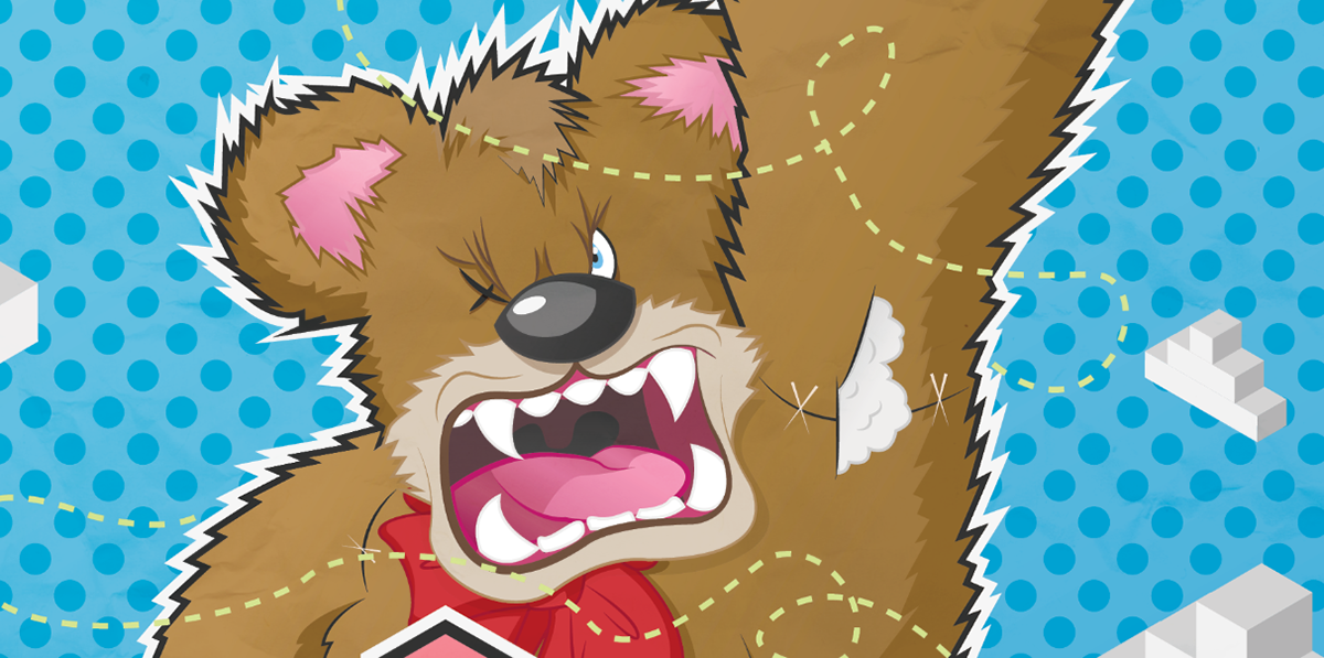 bear Character cartoon comic childhood halftone poster 3D flat bold vector Illustrator design cute King Kong