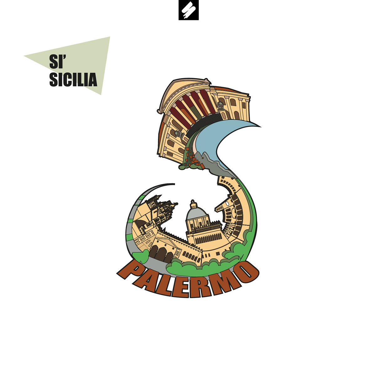 sicilia merchandising Icon set grafica vettoriale illustrazione