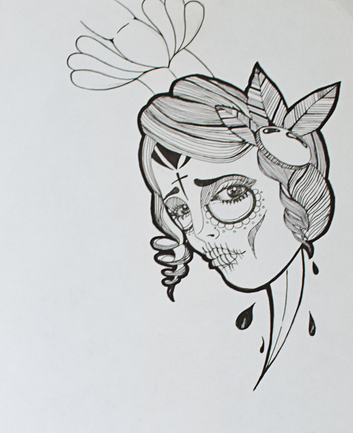Pencil Art portrait conceptual art Tattoo Art girl surreal pictorialism