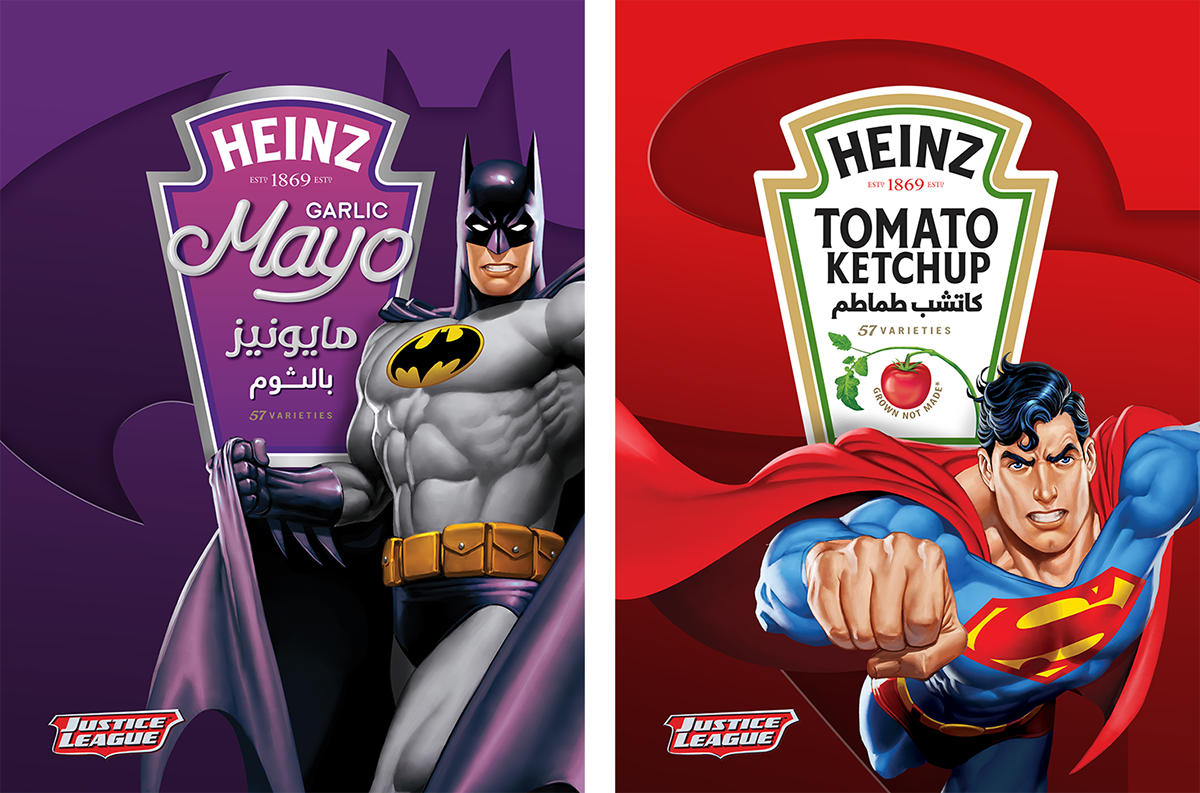 Packaging heinz Dc Comics justice league Advertising  packaging design