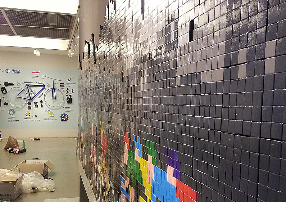joojaebum tile pixelart dot wall Exhibition  design Interior deco