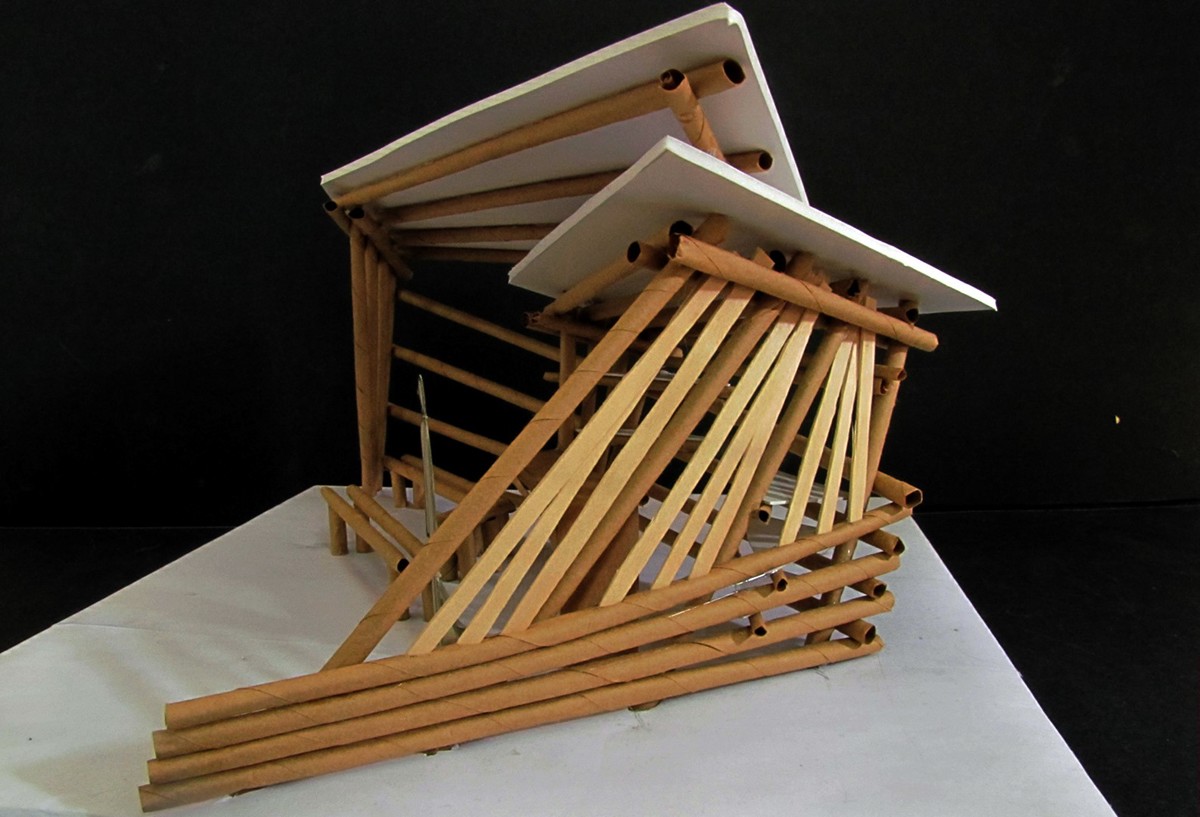 bamboo shelter Kiosk model architectural model Bus Shelter