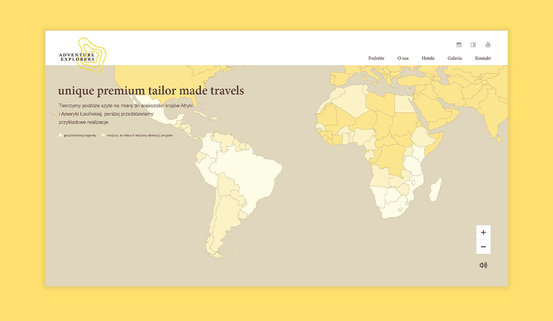 Frontpage with an interactive map