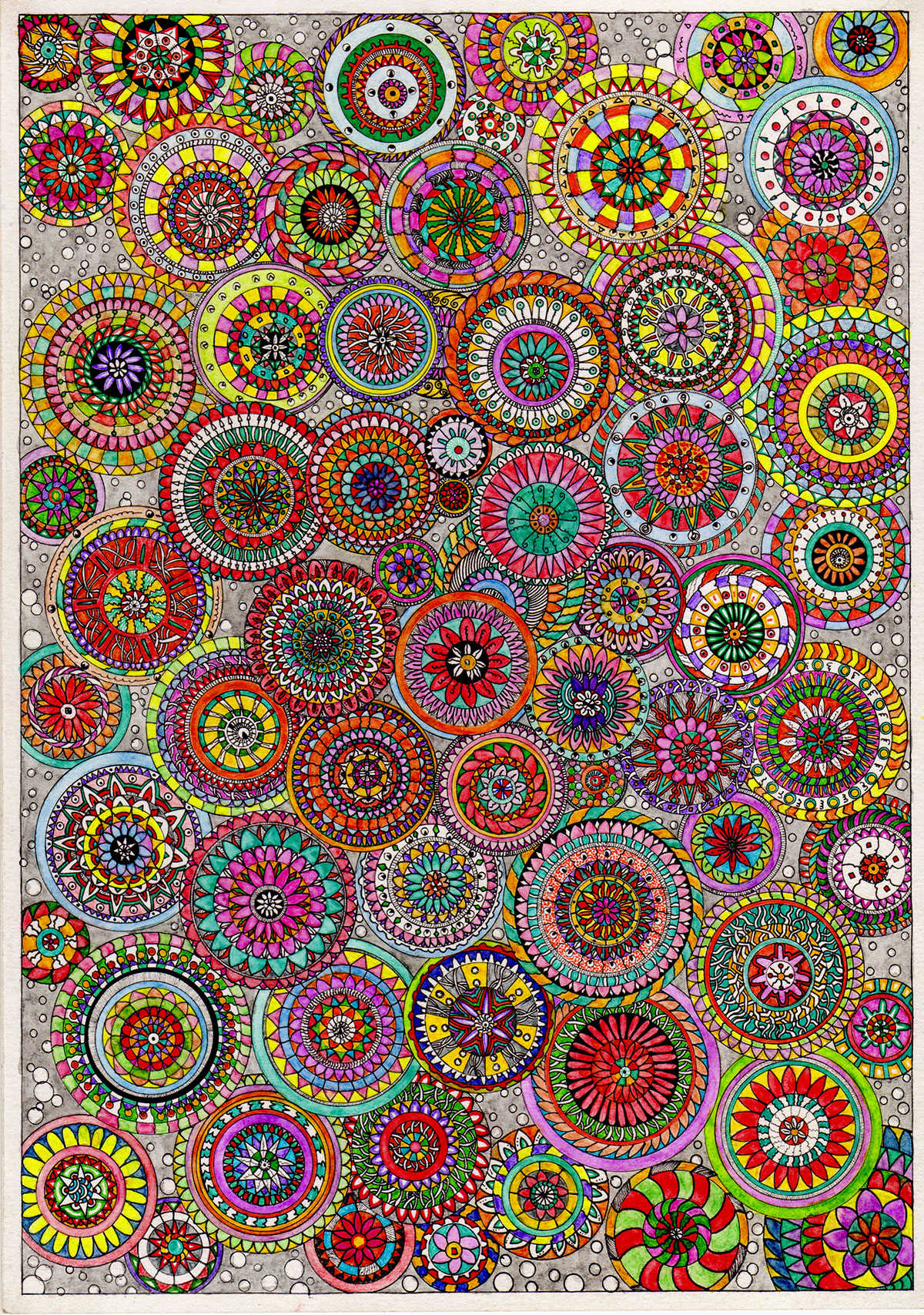 art color color mandala Mandala circles flower Flowers watercolor pen ink design markers Commissioned work