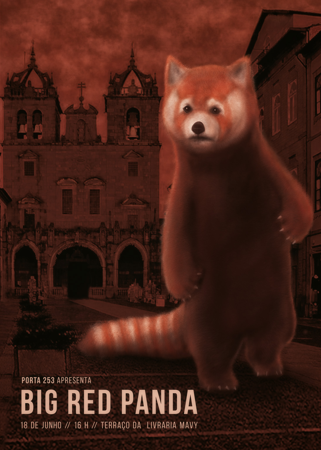 Panda  red panda animal desenho Portugal porta 253 band gig poster red orange Fur furry texture concert wacom