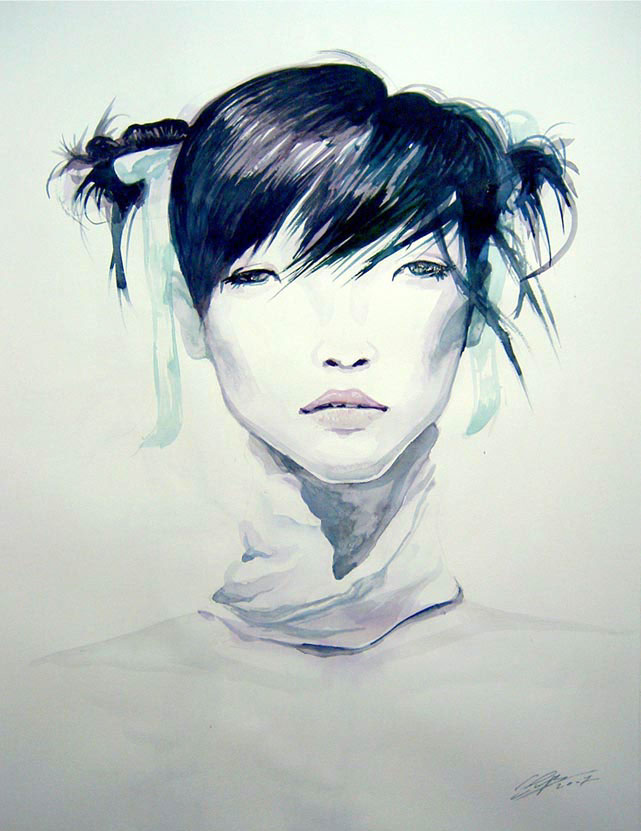 watercolor portraits  Realistic Portraits watercolor Academic Portraits Asian Godess Asian Features European Features mixed media