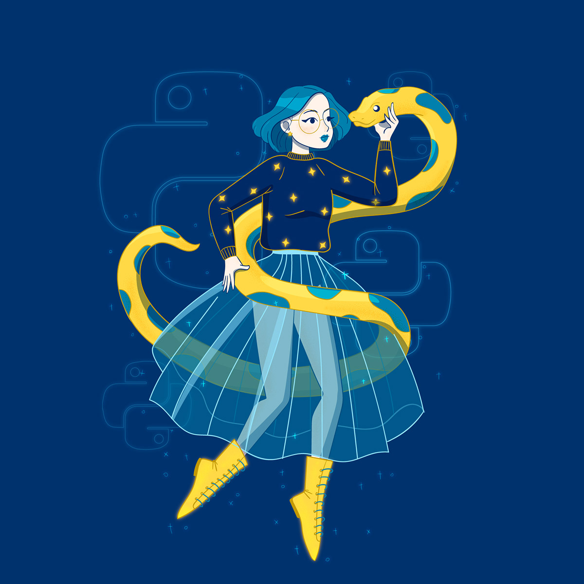 digital illustration python witch