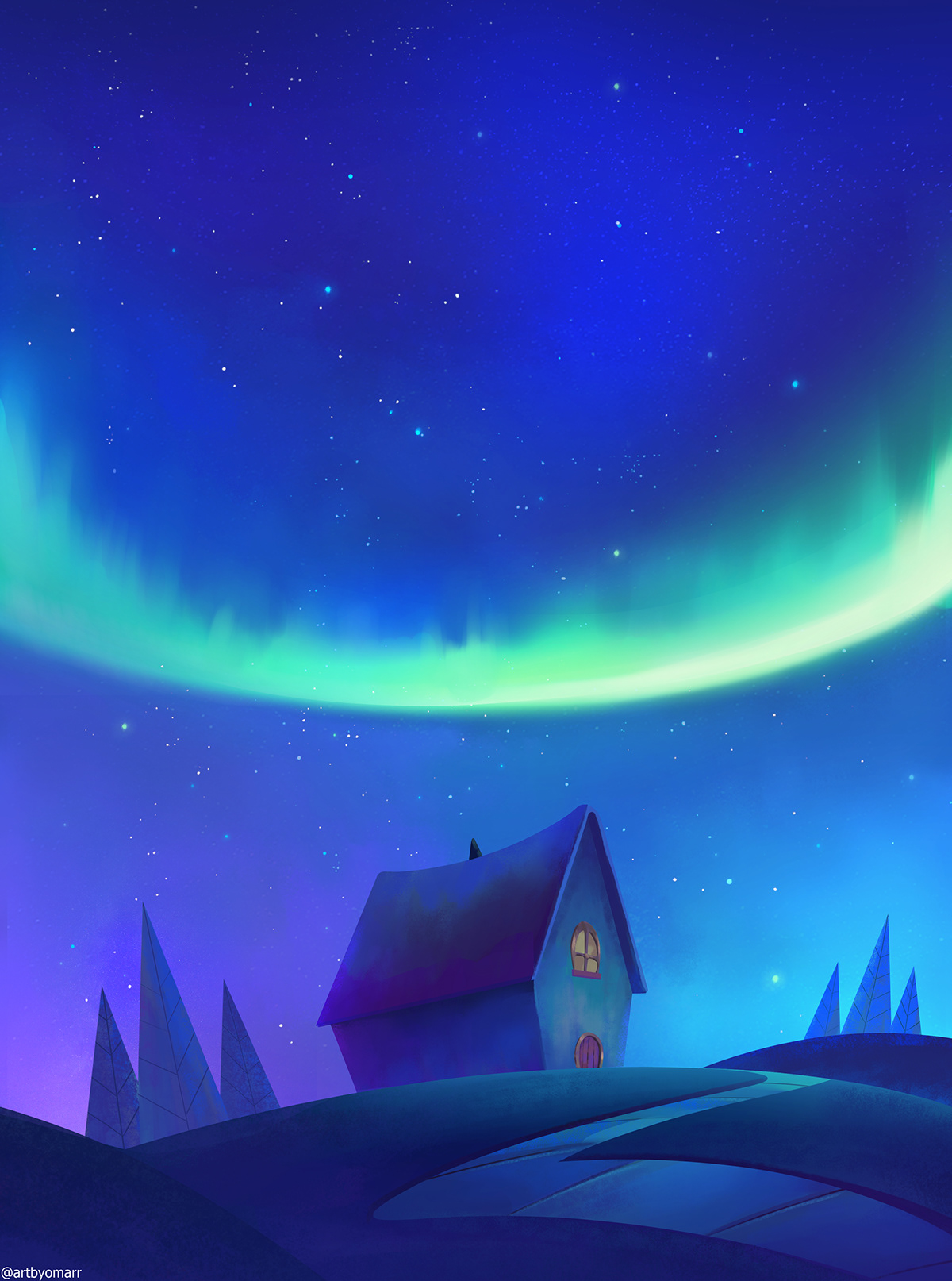 Drawing  ILLUSTRATION  Northen lights painting   SKY