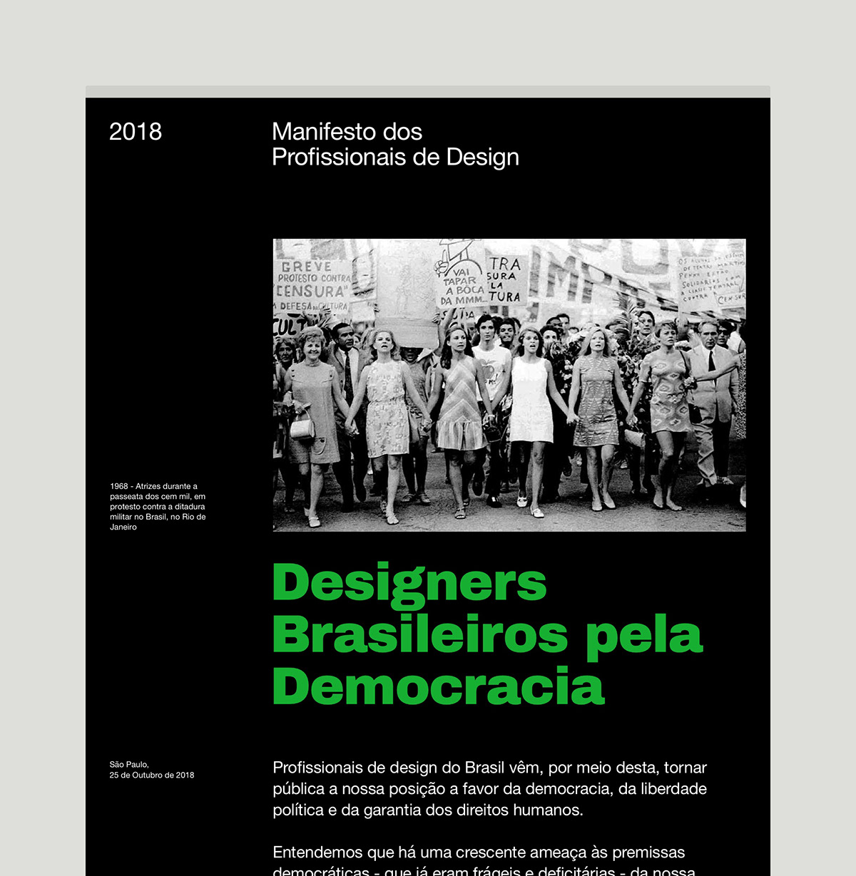 political brazilian design Brazil minimal editorial grid big typography landing page modern