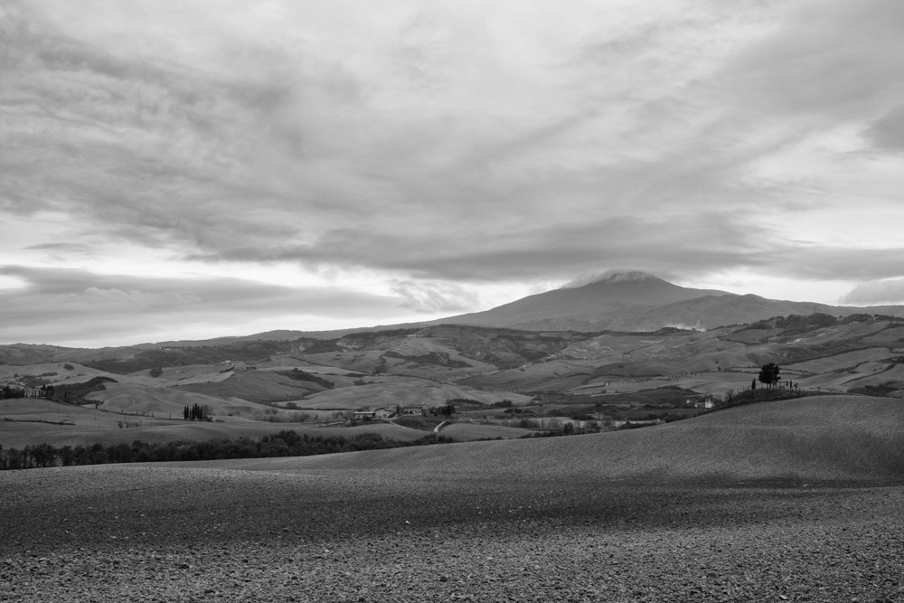 Tuscany hills Italy toscana unesco world heritage Landscape b&w