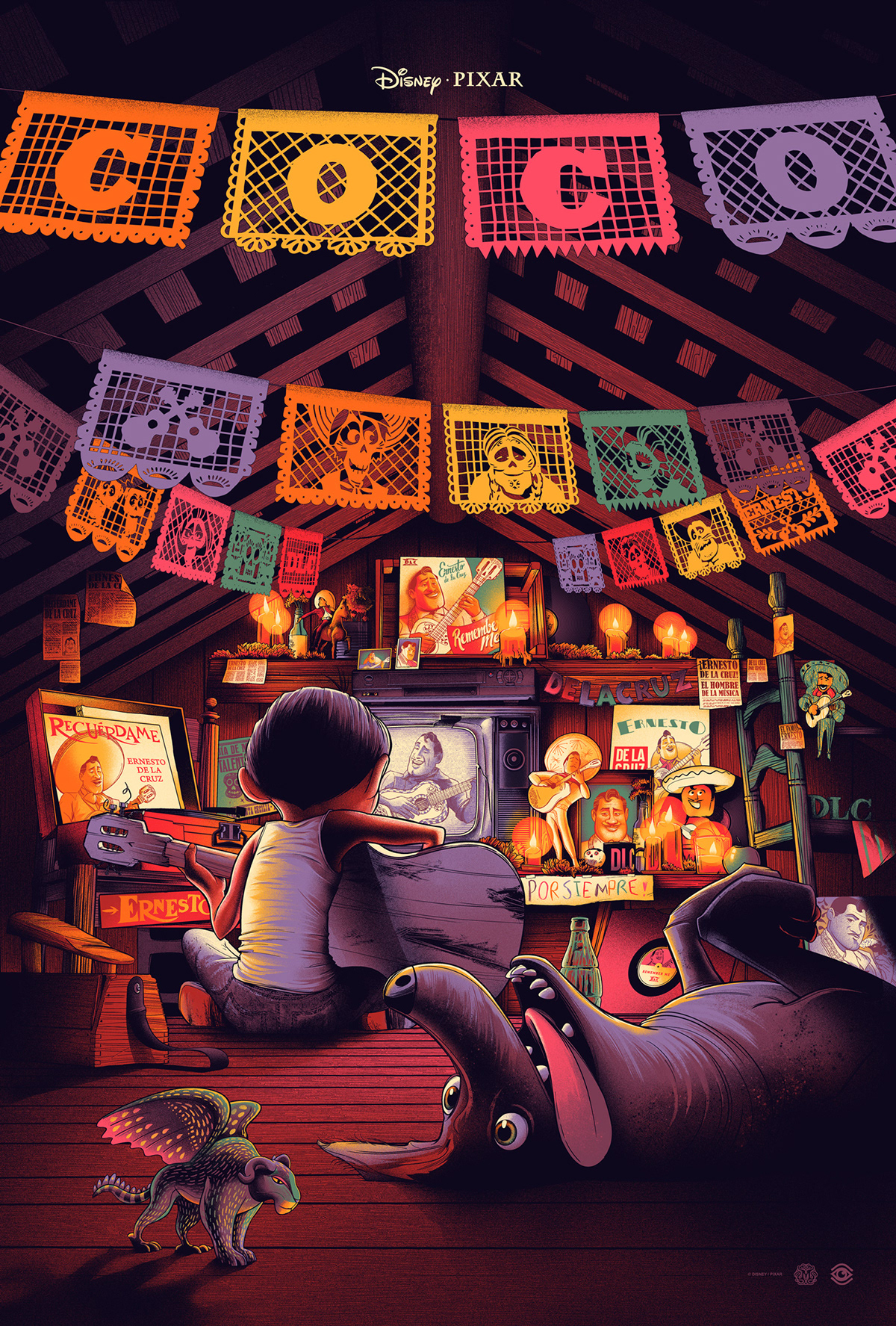 Coco disney Mondo movieposter pixar poster screenprint serigrafia