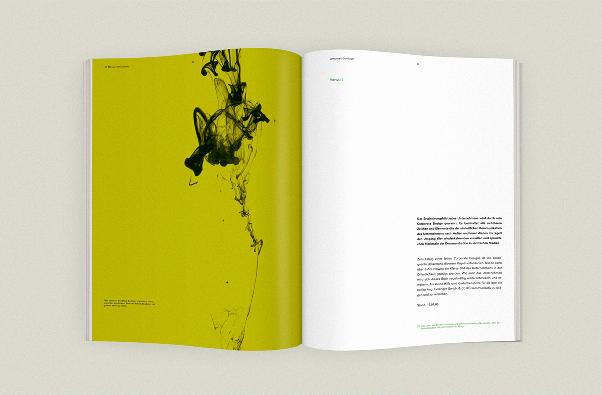 Corporate Design chemistry distributor green White black ink roots color leaf poster broschure manual guideline