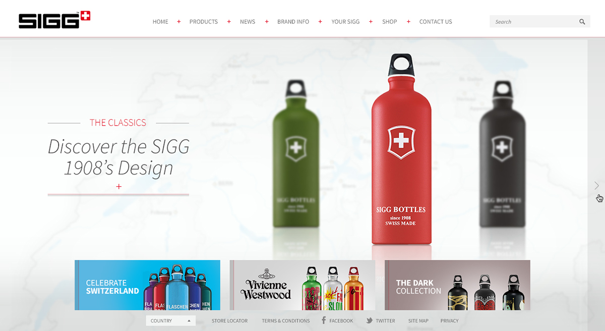 SIGG swatch water metal bottles product Webdesign brand Website Retail design swiss