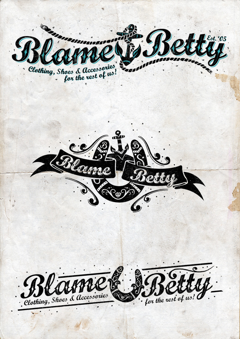 Blame Betty  toronto Rockabilly hot rods Logo Design anchor horseshoe Clothing