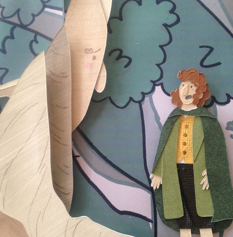 LOTR merry and pippin the Hobbit paper craft papercutting dimensional illustration Taylor Stone paper art hobbits ents forest Enchanted Forest tree people