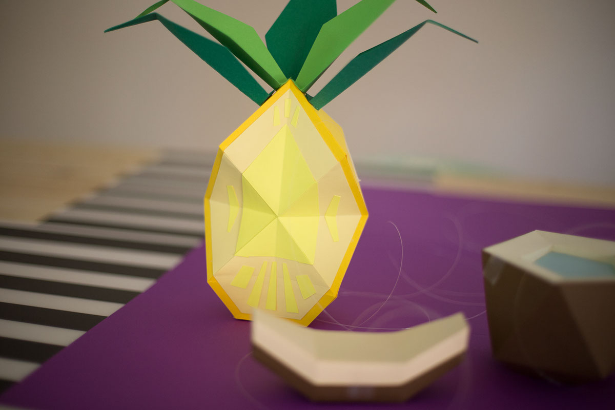 stopmotion paperart stop motion paper Pineapple Coconut summer colorful
