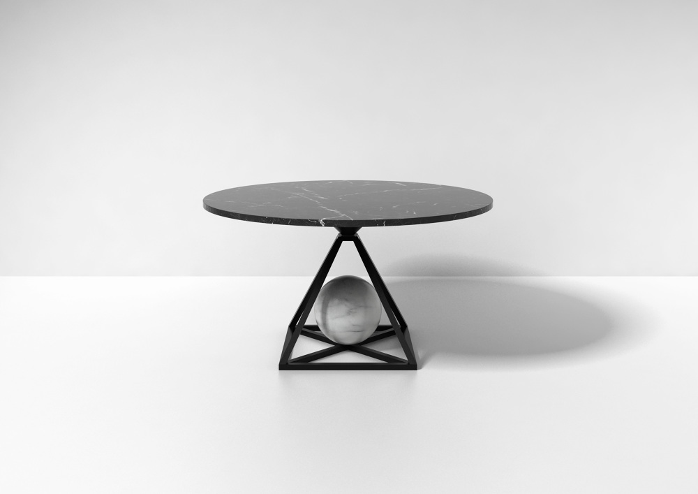 Marble geometry table steel