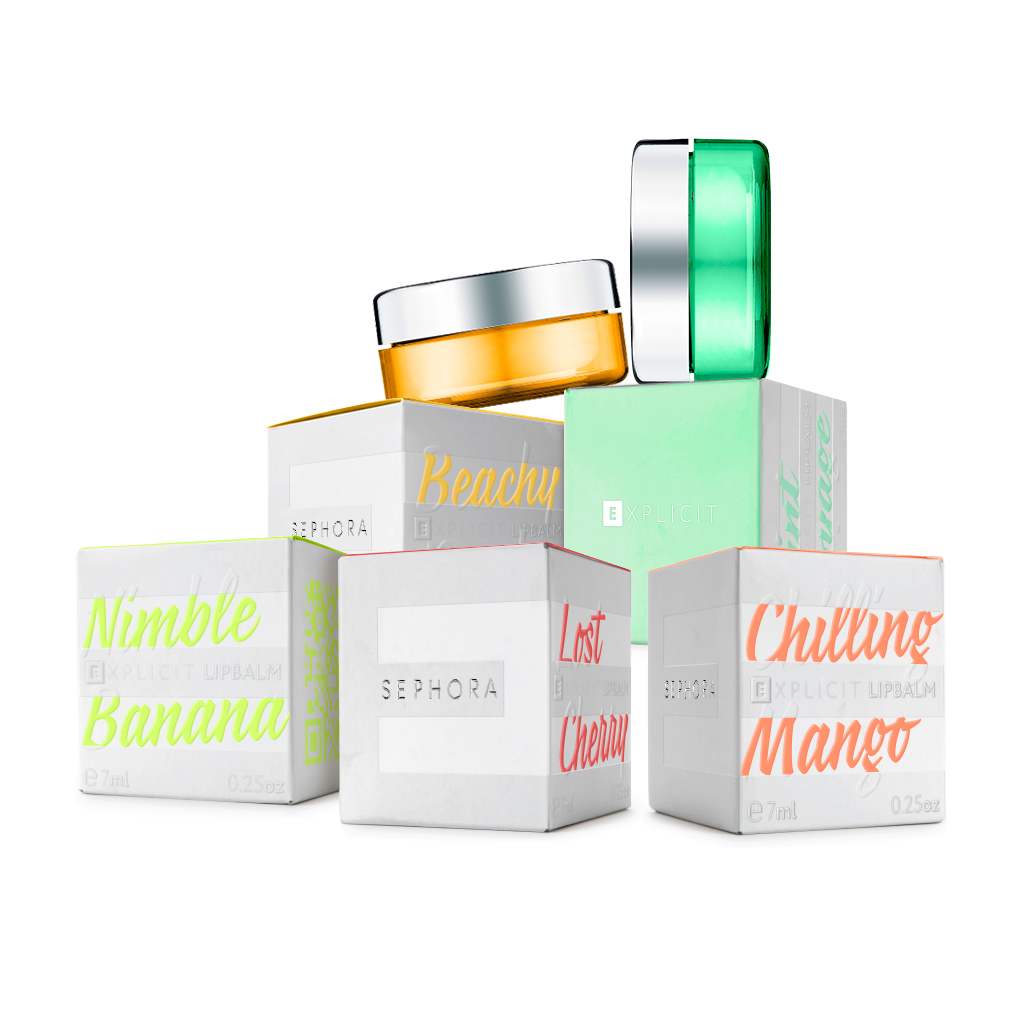 makeup logo design box jar Layout sephora lipbalm explicit Summer2014 package design  product beauty