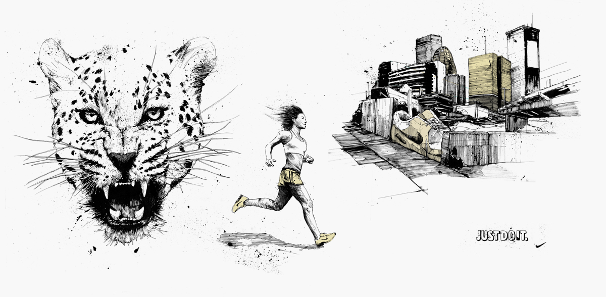 Nike ink black and white wildcat Urban running sport shirt