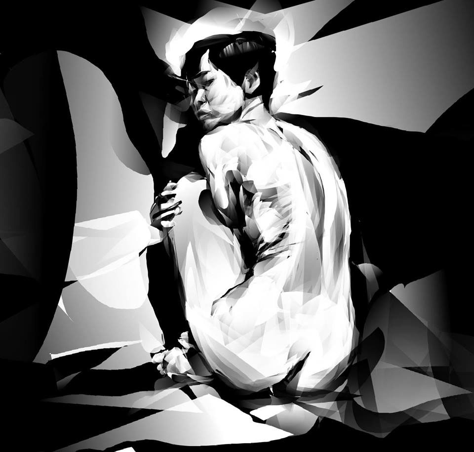 doodle doodles alchemy digital wacom Judo black White sketches fast edgy portrait