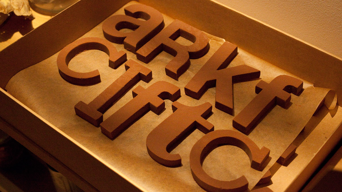 helvetica rockwell Baskerville chocography chocolate gift typography  