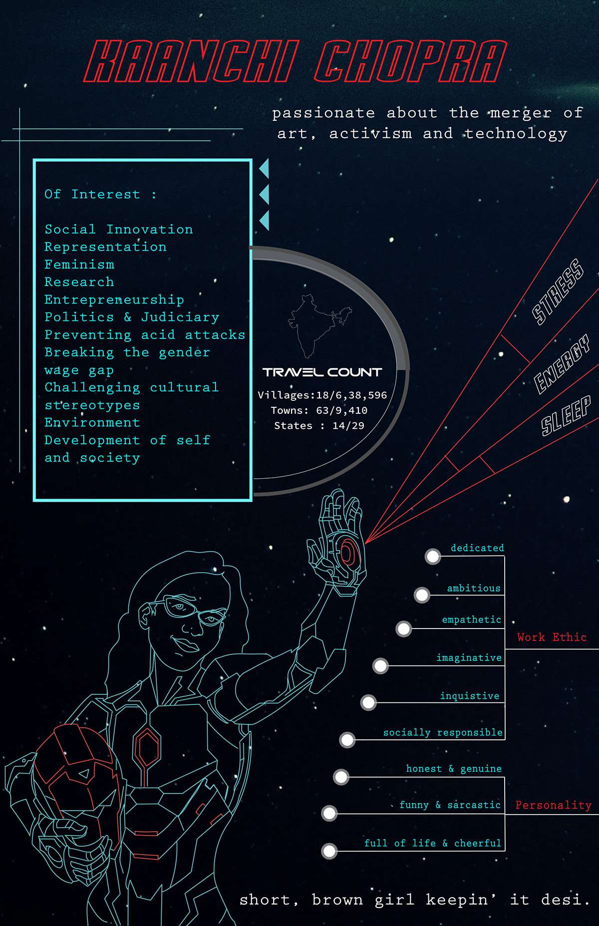design principles infographic self portrait ironman marvel Avengers activism Travel neon Armour