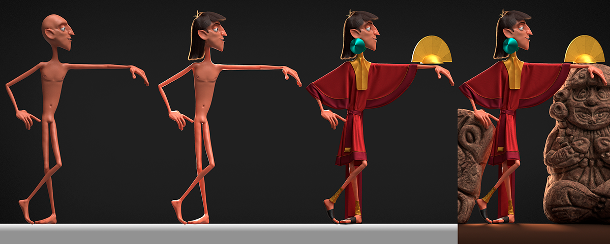 Character animatin 3D fanart disney movie Zbrush Maya kuzco emperor
