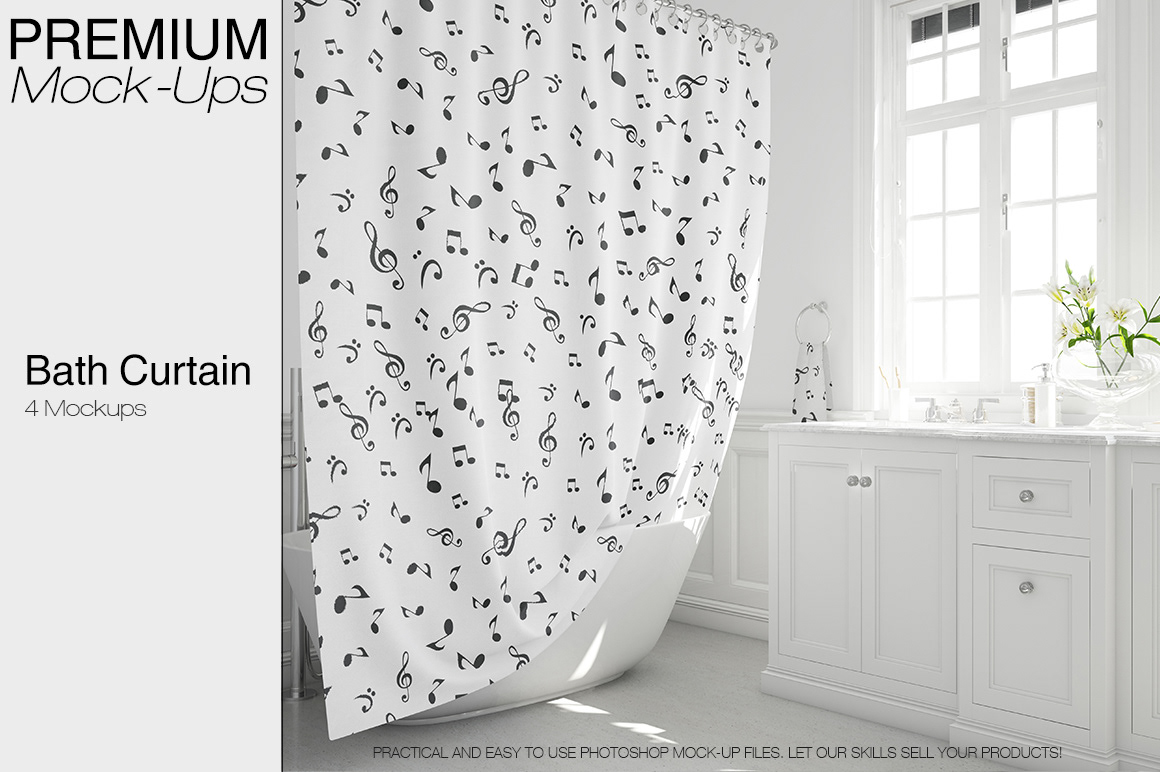 Bath curtain bathroom bathroom interior bathtub shower curtain Mockup mock-up