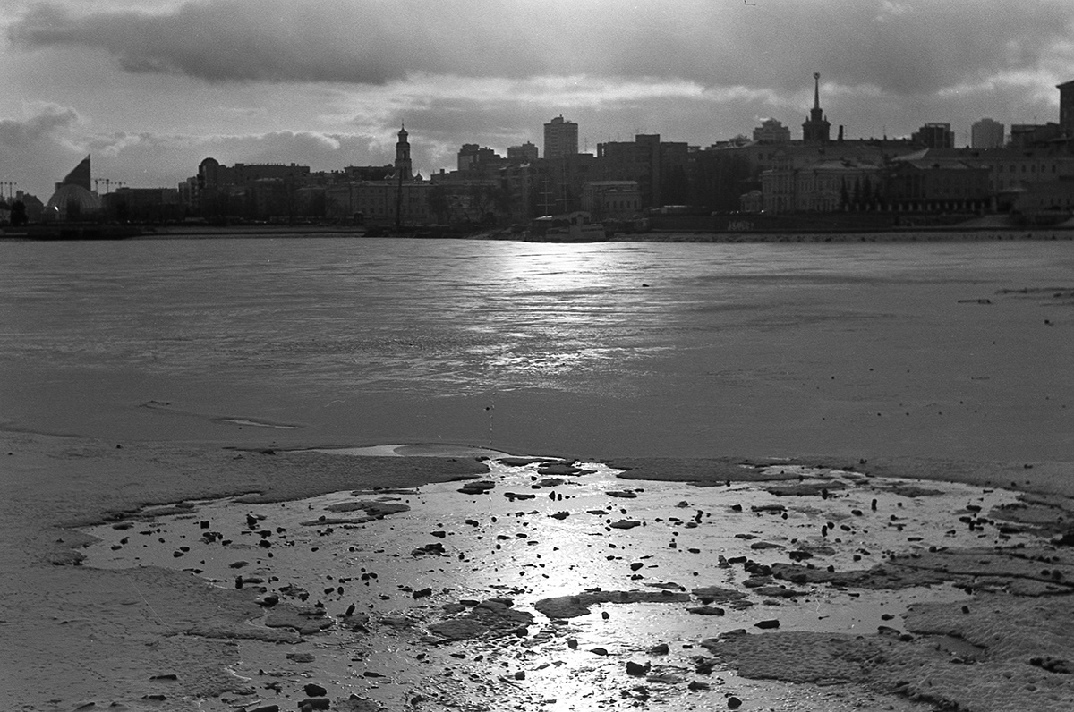 yekaterinburg winter thawed patch melancholia bridgework  dark Film   Nature river Urban