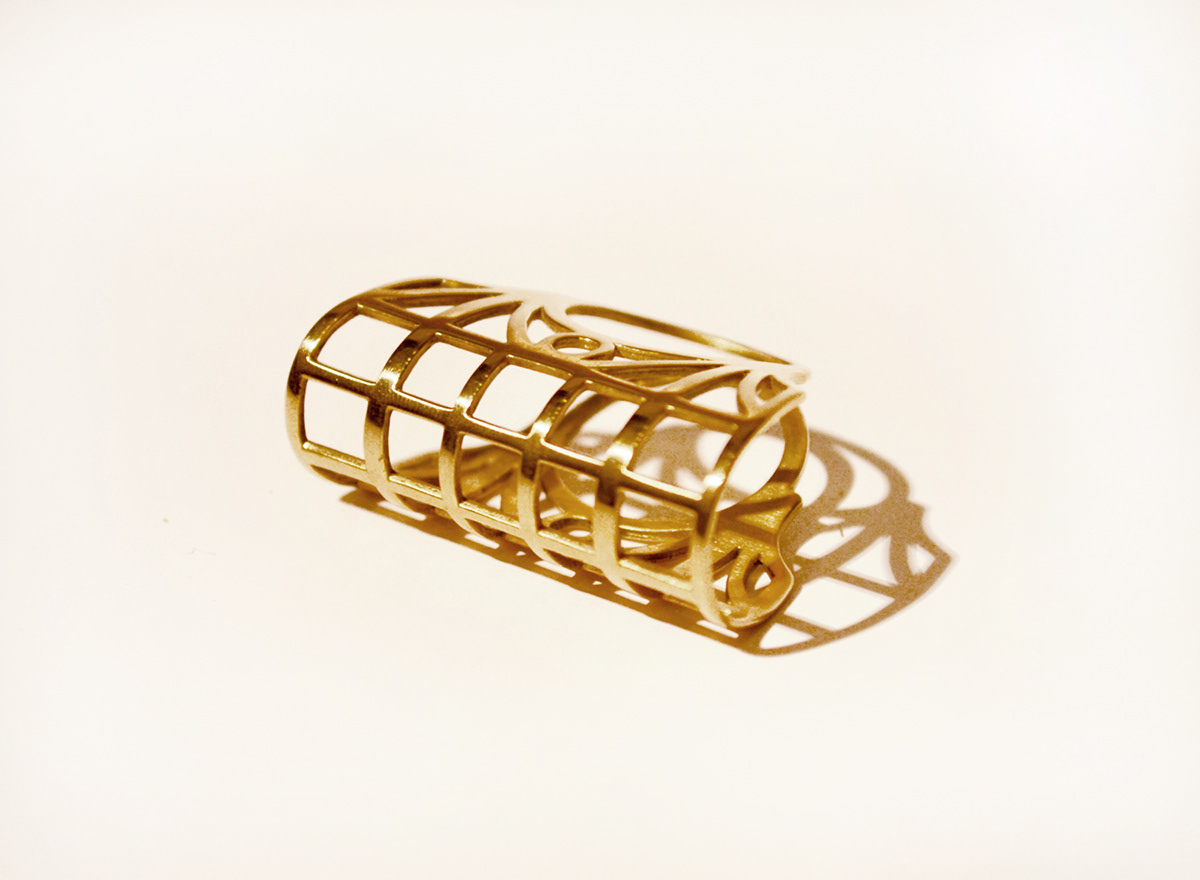 gold architectural ring jewelry commission one-of-a-kind