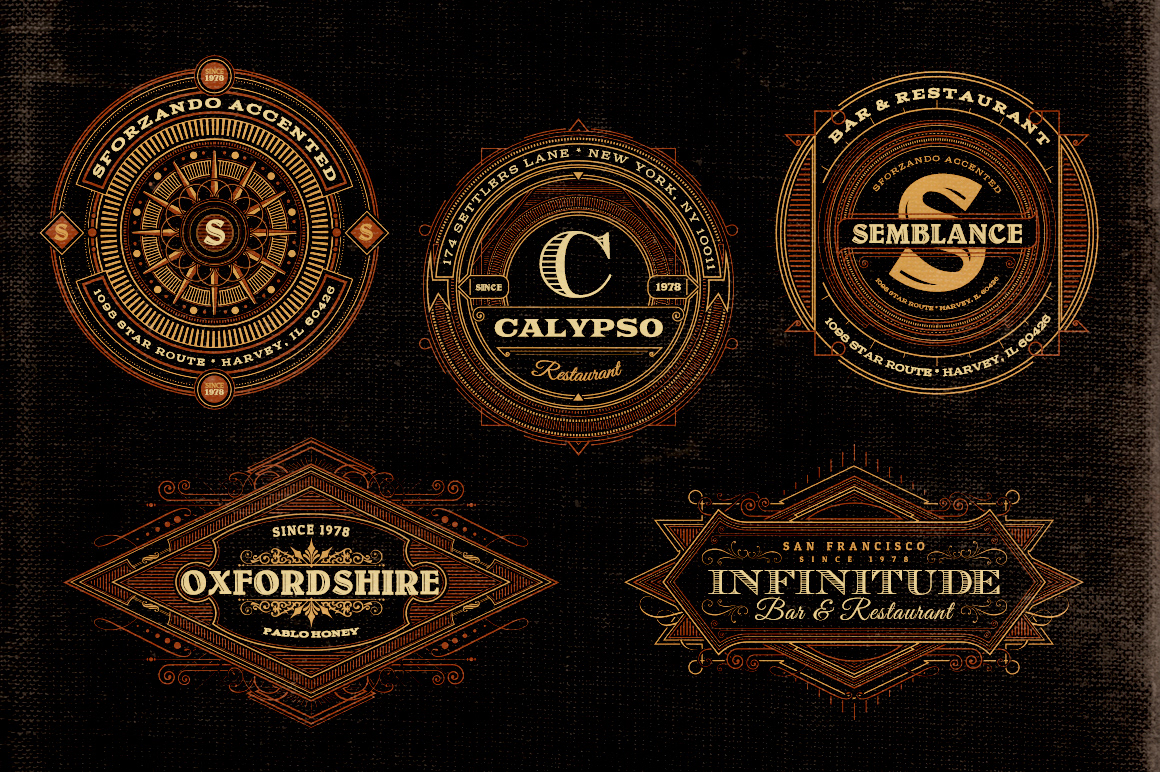 Badges logos signs banners Insignias fonts Retro vintage templates elements resizable vector shapes grunge presentation