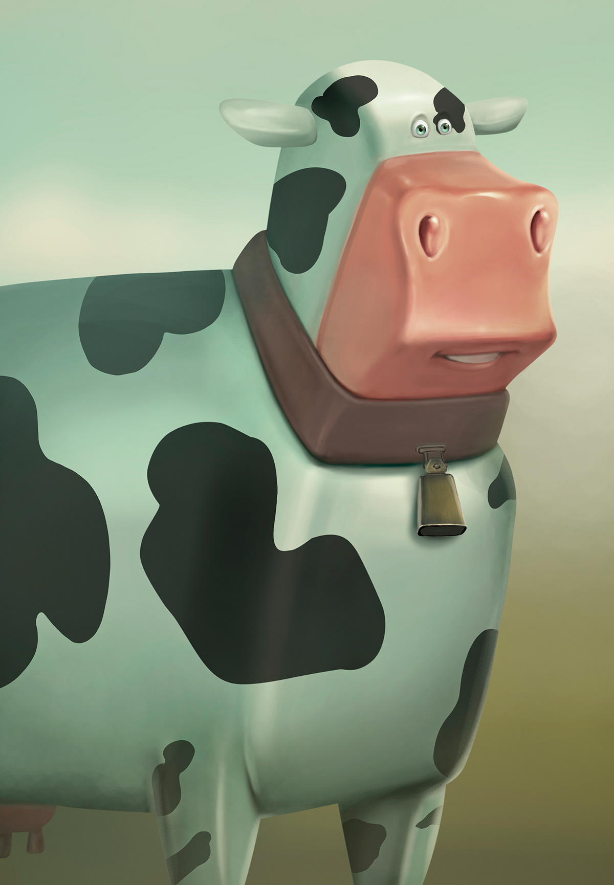 Low Poly cow cube Cereal Character cartoon