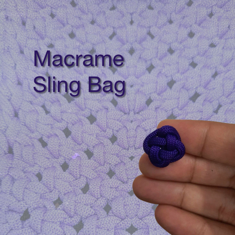 Macrame yarn sling bag knots handmade